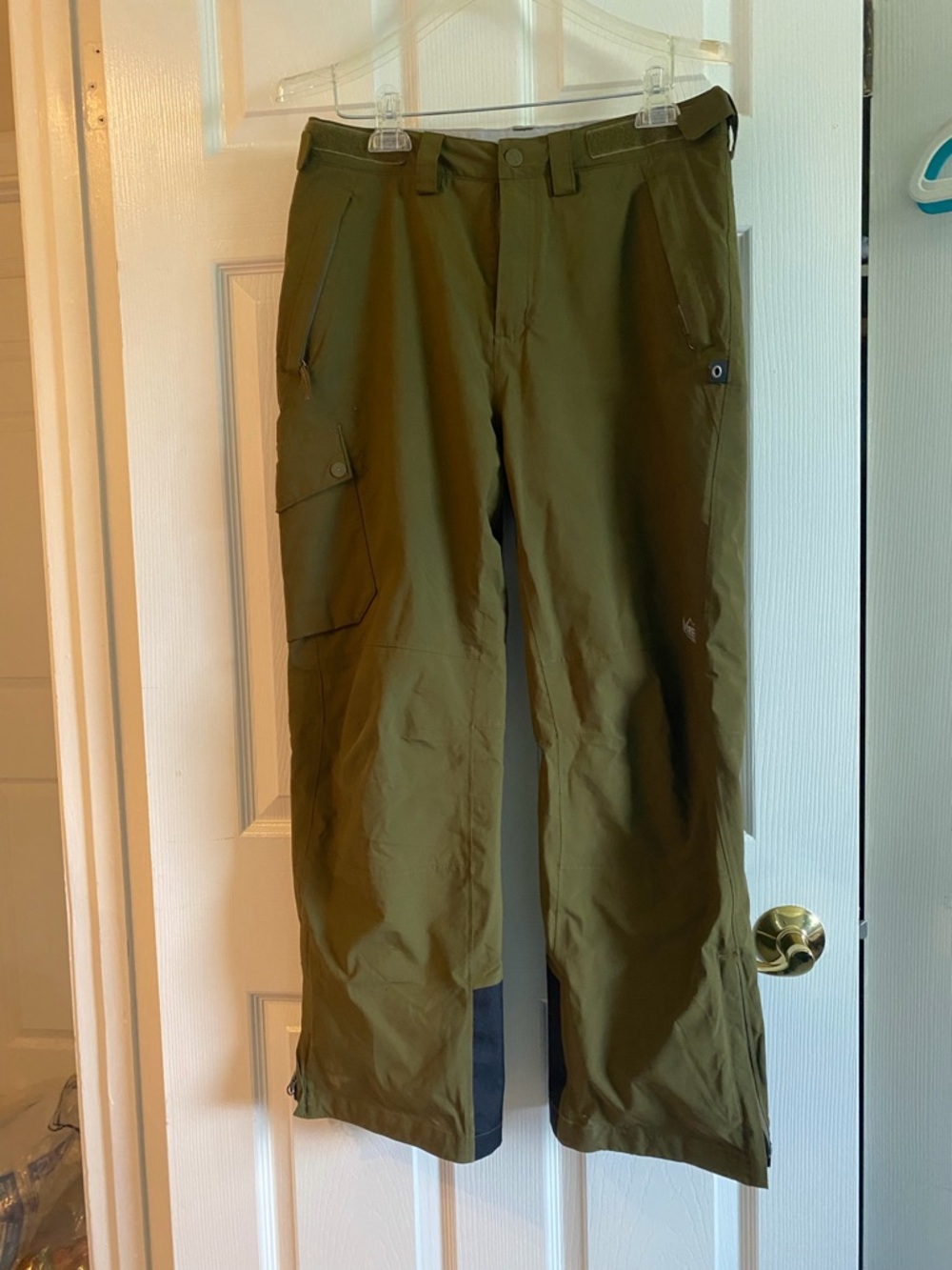 Boys Olive Green Cargo Snow/Ski Pants
